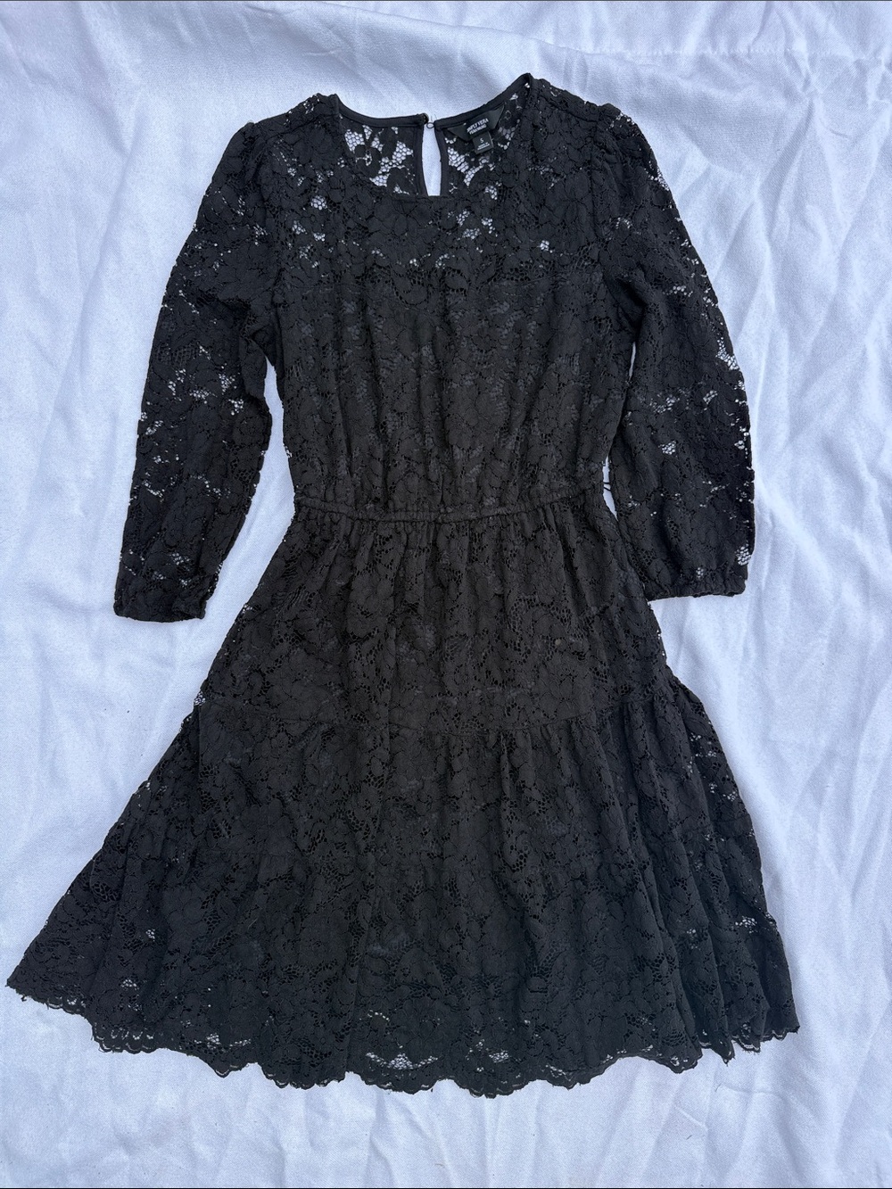 Simply Vera Vera Wang Black Lace Long-Sleeve Tiered Dress